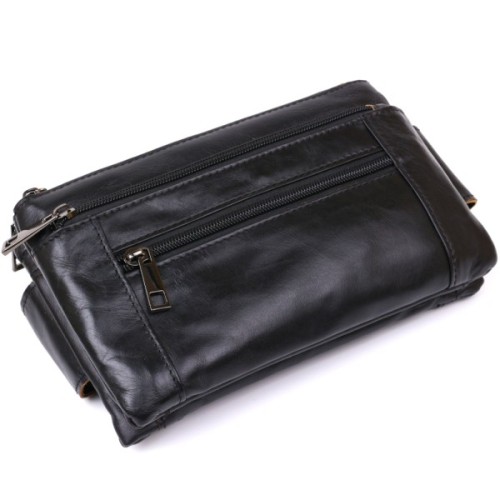 Сумка Vintage На пояс з натуральної шкіри Чорна (20474)