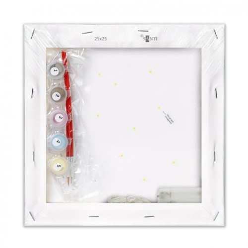 Картина по номерам Santi Лайн Френдс. Браун та серденько 25х25 см LED підсвітка (955037)