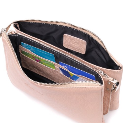 Сумка Grande Pelle З натуральної зернистої шкіри Пудрова (11698)