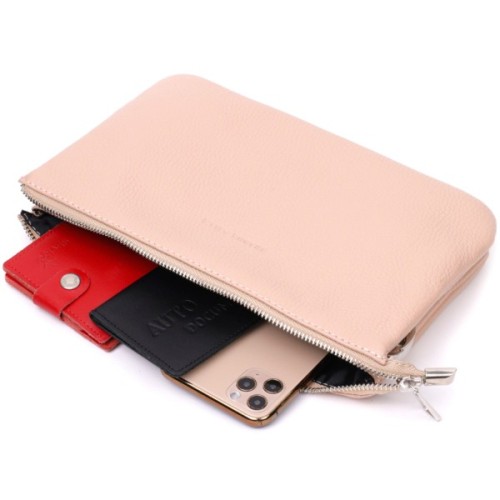 Сумка Grande Pelle З натуральної зернистої шкіри Пудрова (11698)