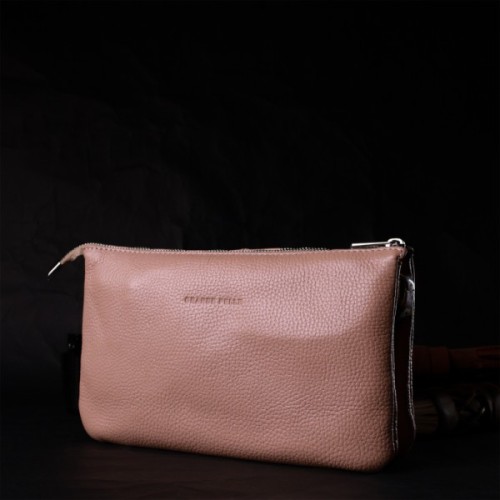 Сумка Grande Pelle З натуральної зернистої шкіри Пудрова (11698)