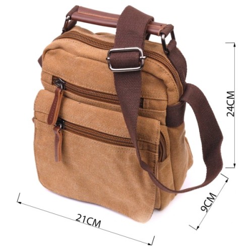 Сумка Vintage Чоловіча з щільного текстилю Коричнева (21226)