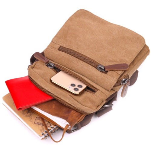 Сумка Vintage Чоловіча з щільного текстилю Коричнева (21226)