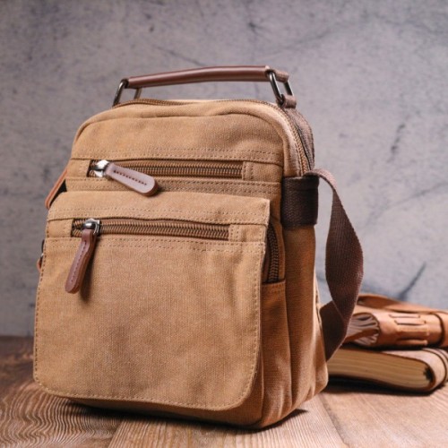 Сумка Vintage Чоловіча з щільного текстилю Коричнева (21226)