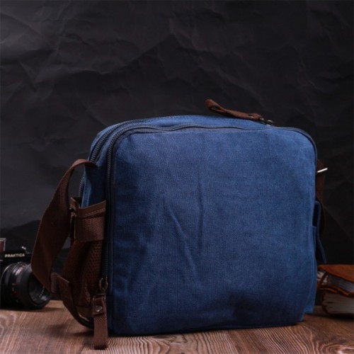 Сумка Vintage Месенджер з текстилю Синя (22207)