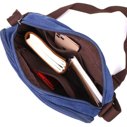 Сумка Vintage Месенджер з текстилю Синя (22207)