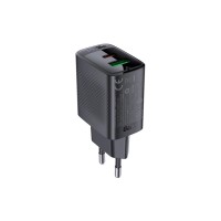 Зарядний пристрій Acefast A78 1xUSB-C PD20W + 1xUSB-A GaN Black (6974316283256)