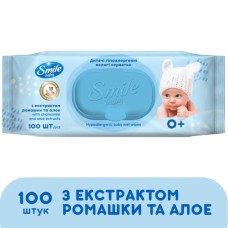 Дитячі вологі серветки Smile baby з екстрактом ромашки, алое і вітамінним комплексом з клапаном 100 шт (4823071653960)