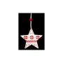 Ялинкова іграшка Jumi 4 шт (6,5 см) Зірка, дерево, білий з червон (5900410376014)