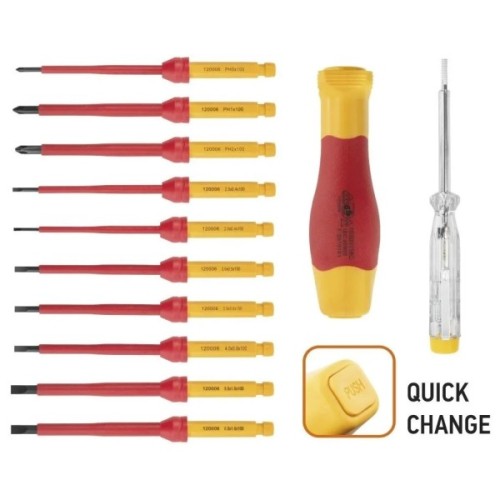 Набір викруток Neo Tools діелектрична бітотримач 1/4", 10 змінних вставок для робіт п (01-308)