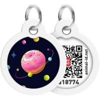 Адресник для тварин WAUDOG Smart ID з QR паспортом "Всесвіт пончиків", коло 30 мм (230-0218)