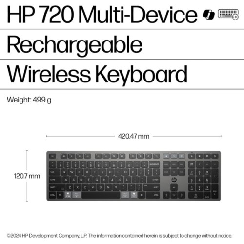Клавіатура HP 720 Multi-Device Rechargeable Wireless/Bluetooth UA Black (9T5B1AA)