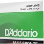 Струни для гітари D'Addario 85/15 Bronze Super Light (09-45) (EZ890)