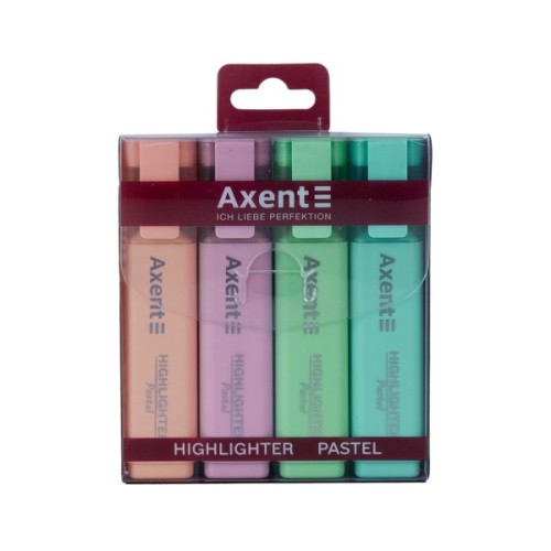 Набір маркерів Axent Highlighter 2537-A, 1-5 мм клиноп., 4 пастельний кольора (2537-80-A)