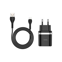 Зарядний пристрій HOCO C12Q Smart USB QC3.0 + cable Micro 18W Black (6931474716279)