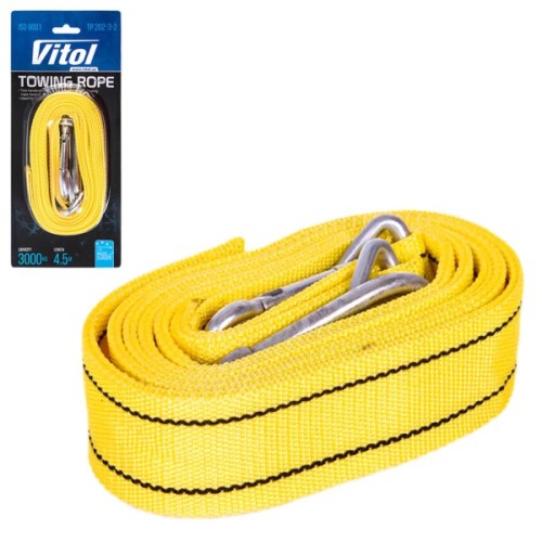 Трос буксирувальний Vitol 4,5м жовтий (ТР-202-3-2)