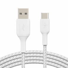 Дата кабель USB 2.0 AM to USB-C 2.0m braided white Belkin (CAB002BT2MWH)