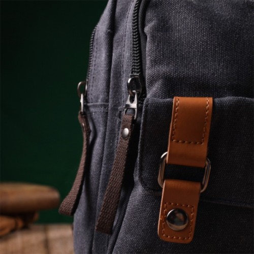 Сумка Vintage З двома відділеннями з щільного текстилю Чорна (22162)