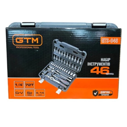 Набір інструментів GTM 46шт. 1/4" 4-14мм, кейс (GTS-046)