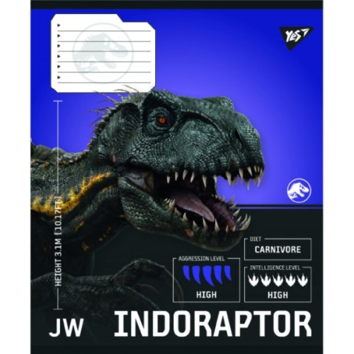 Зошит Yes JURASSIC WORLD Strength and Power А5 12 аркушів лінія (767664)