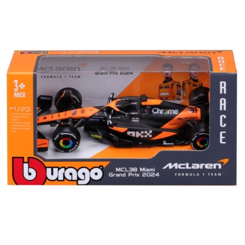 Масштабна модель автомобіля Bburago Автомодель - McLaren F1 MCL38 (2024), 1:43 (18-38214)