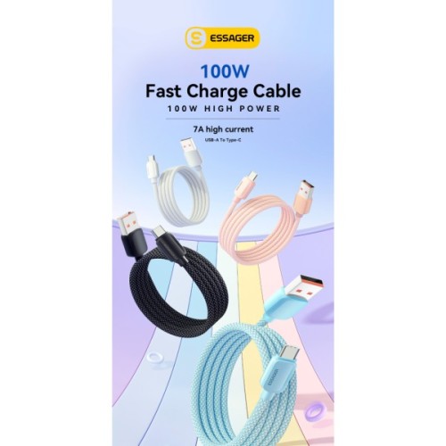 Дата кабель USB 2.0 AM to USB-C 2.0m 100W black Essager (EXC7A-WLA01-P)