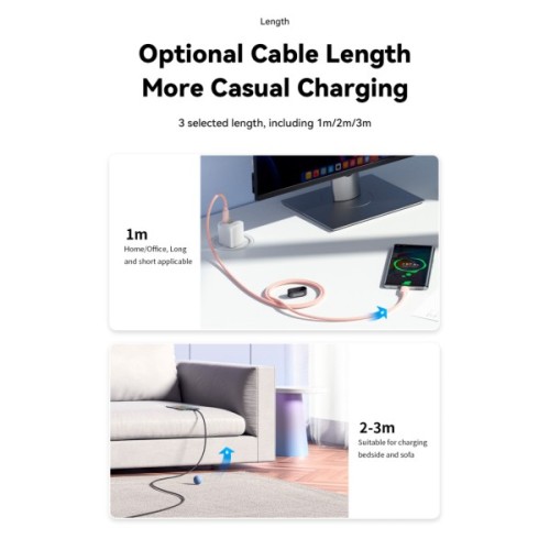 Дата кабель USB 2.0 AM to USB-C 2.0m 100W black Essager (EXC7A-WLA01-P)