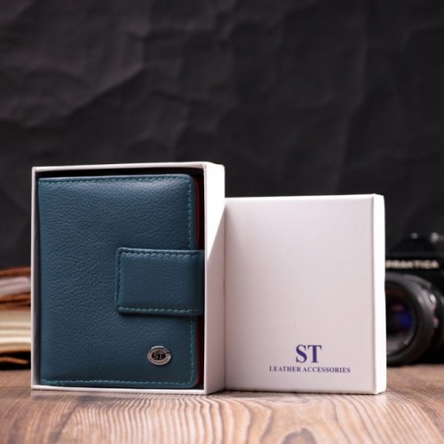 Гаманець ST Leather З натуральної шкіри Бірюзовий (19435)