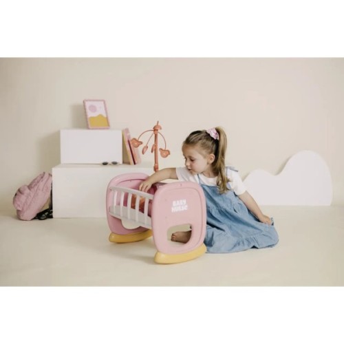 Ігровий набір Smoby Колиска Бебi Ньорс. Терракотова пудра з мобілем, 18 міс. (7600220390)