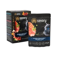 Вологий корм для кішок Savory Salmon and Peas in Gravy 3+1х85 г (2700000032817)