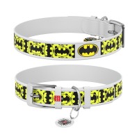 Нашийник для тварин WAUDOG Design з QR-паспортом "Бетмен 4" Ш 35 мм Д 46-59 см білий (0035-1006-15)