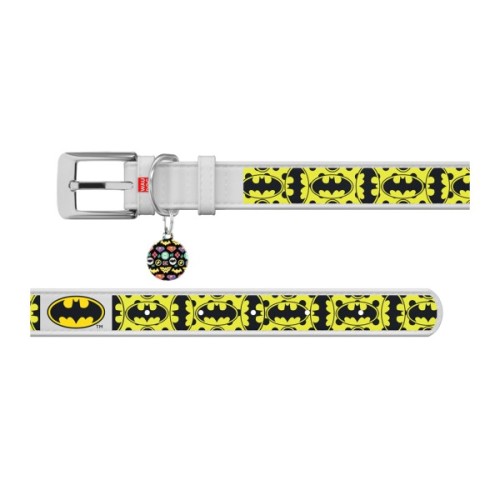 Нашийник для тварин WAUDOG Design з QR-паспортом "Бетмен 4" Ш 35 мм Д 46-59 см білий (0035-1006-15)