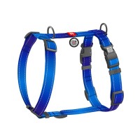 Шлея для собак WAUDOG Nylon Mono H-подібна з QR паспортом, світловідбивна, М синя (545712)