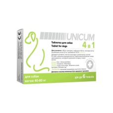 Таблетки для тварин Unicum 4 в 1 від бліх, кліщів, гельмінтів з пробіотиком для собак 40-60 кг (4820275970343)