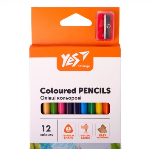 Олівці кольорові Yes Orange Line 12 кольорів з точилкою (290723)