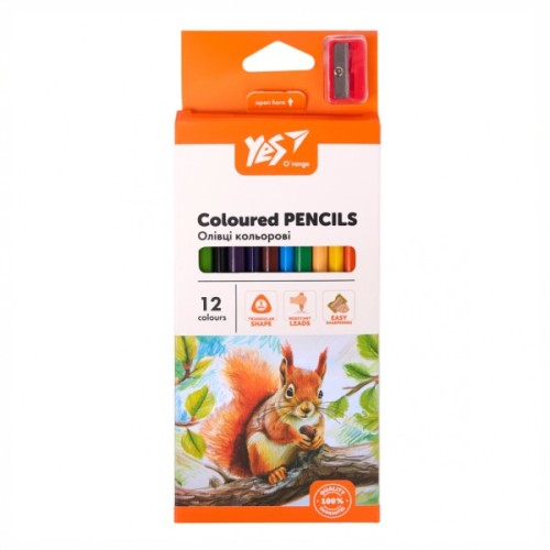 Олівці кольорові Yes Orange Line 12 кольорів з точилкою (290723)