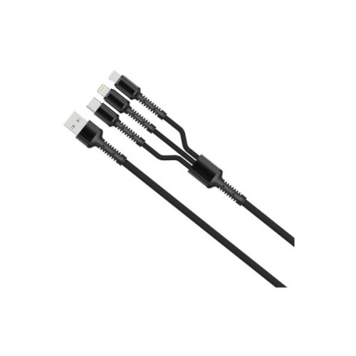 Дата кабель USB 2.0 AM to Lightning + Micro 5P + USB-C 4.0A (20W) ColorWay (CW-CBU3003-GR)