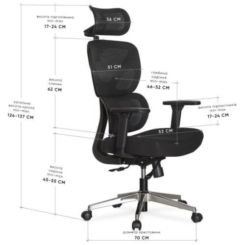 Офісне крісло Mealux D1 Air Fabric Black (HF-D1 F/B)