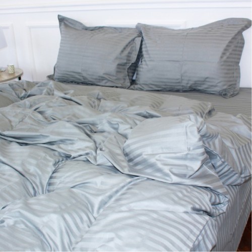 Постільна білизна MirSon SatinStripe 30-0010LightGray 220х240 King Size (2200005251157)