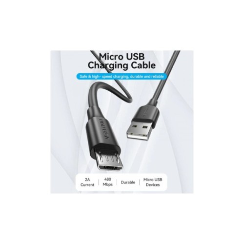 Дата кабель USB 2.0 AM to Micro 5P 2.0m black Vention (CTIBH)
