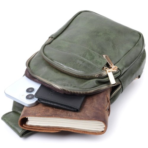 Сумка Vintage З гладкої екошкіри Зелена (22771)