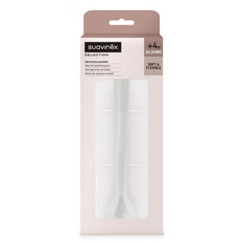 Набір дитячого посуду Suavinex Colour Essence ложка силіконова, сіра (401531)