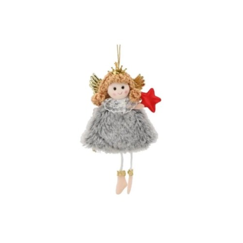 Ялинкова іграшка Chomik Фея хутро 8х16 см, сіра (5900779900554_2)