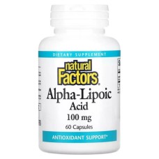 Вітамінно-мінеральний комплекс Natural Factors Альфа-ліпоєва кислота, 100 мг, Alpha-Lipoic Acid, 60 капсул (NFS-02095)