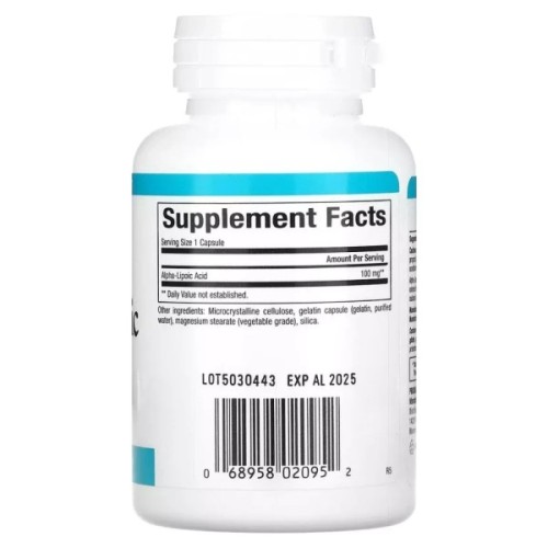 Вітамінно-мінеральний комплекс Natural Factors Альфа-ліпоєва кислота, 100 мг, Alpha-Lipoic Acid, 60 капсул (NFS-02095)