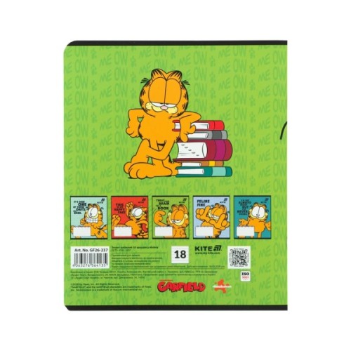 Зошит Kite Garfield, 18 аркушів, лінія (GF26-237)