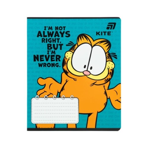 Зошит Kite Garfield, 18 аркушів, лінія (GF26-237)