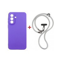 Чохол до мобільного телефона Dengos Case + Cross-body Strap Samsung Galaxy A37 Purple+Grey (DG-KM-CCRB-03)