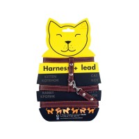 Шлея для котів Collar з повідцем шкіряна Ш 12 мм Д 122 см коричнева (05466)