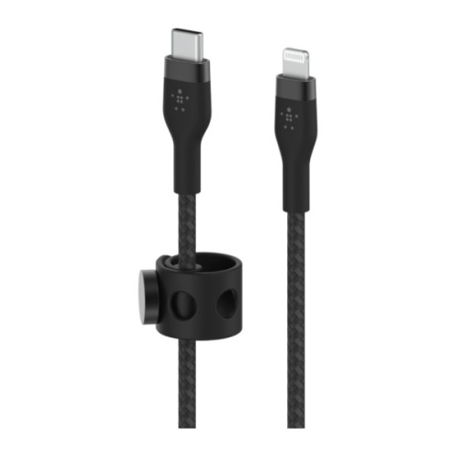 Дата кабель USB-C to Lightning 1.0m braided silicone black Belkin (CAA011BT1MBK)